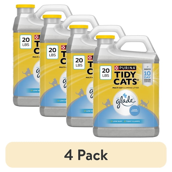 (4 pack) Purina Tidy Cats With Glade Clear Springs Scented, Odor Control, Clumping Multi-Cat Litter