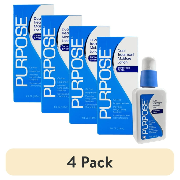 4 pack) Purpose Dual Treatment Moisturizing Lotion for Face, SPF
