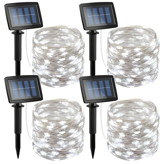 (4 pack) Qishi 33 feet Solar Powered 8 Modes Waterproof LED Fairy Lights,100LED