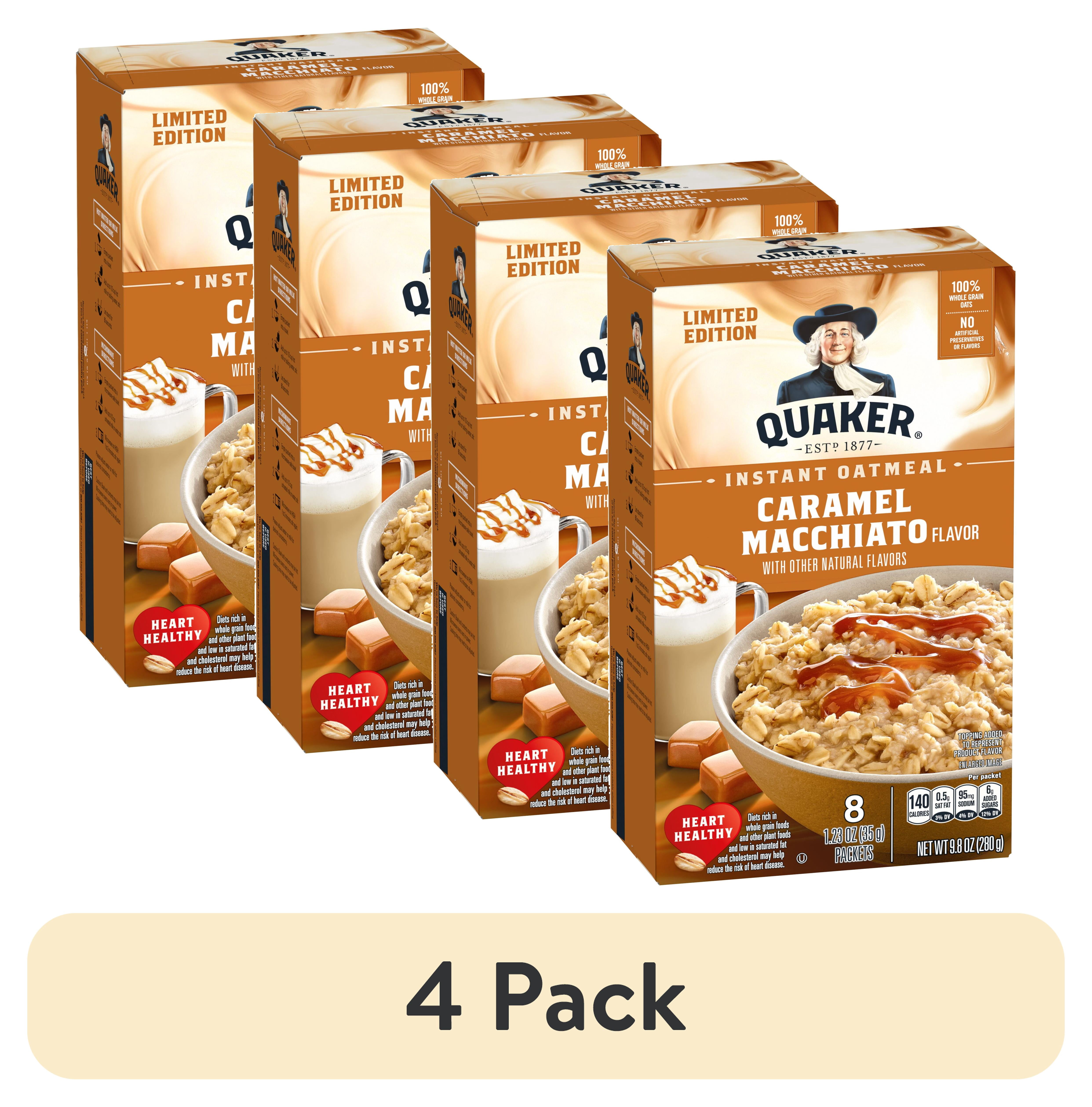 (4 pack) Quaker Caramel Macchiato Flavor Instant Oatmeal, 8 Count, 9.8 Ounce Box