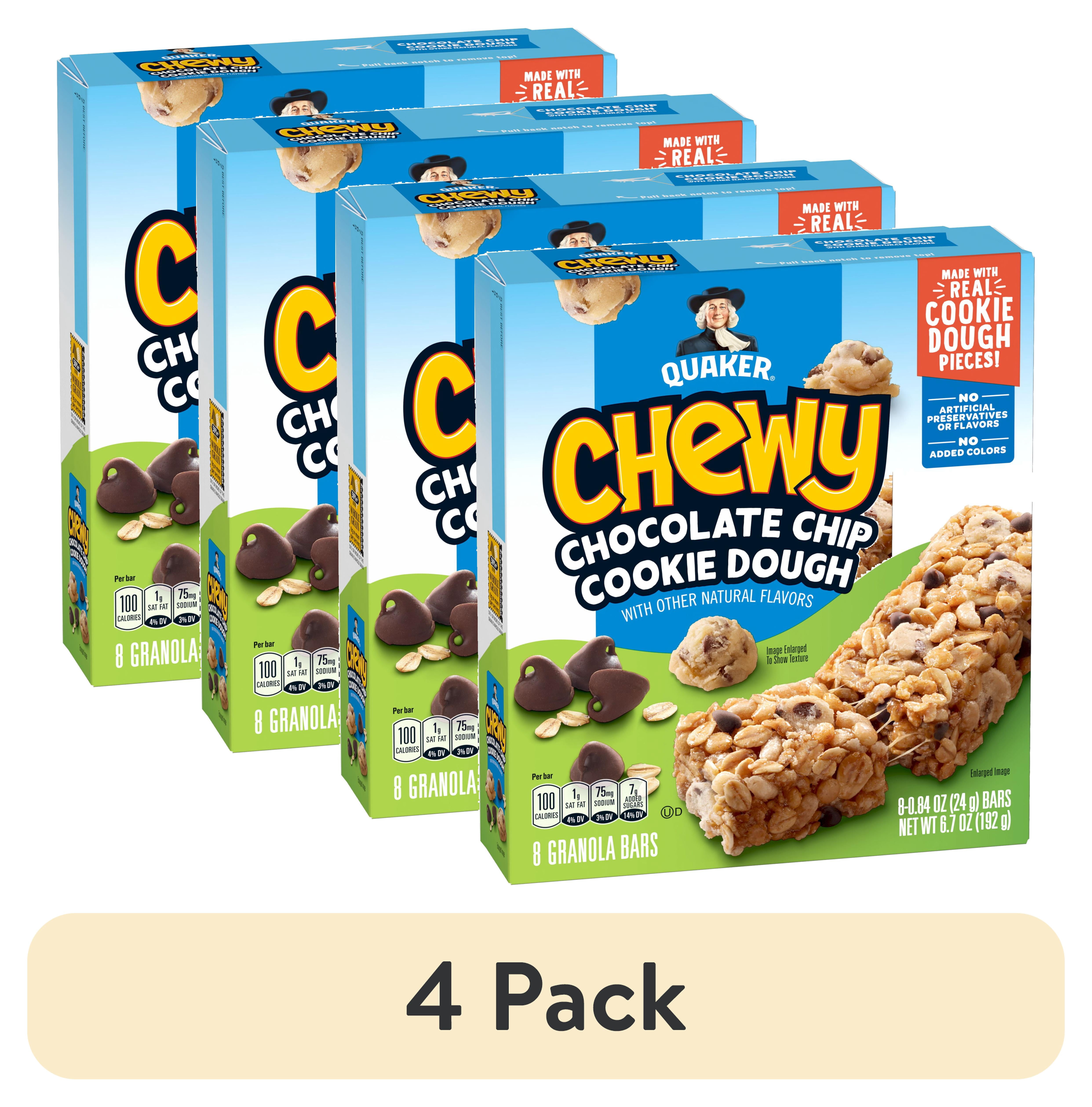 (4 pack) Quaker Chewy Granola Bars, Chocolate Chip Cookie Dough, 0.84 oz Bars, 8 Pack