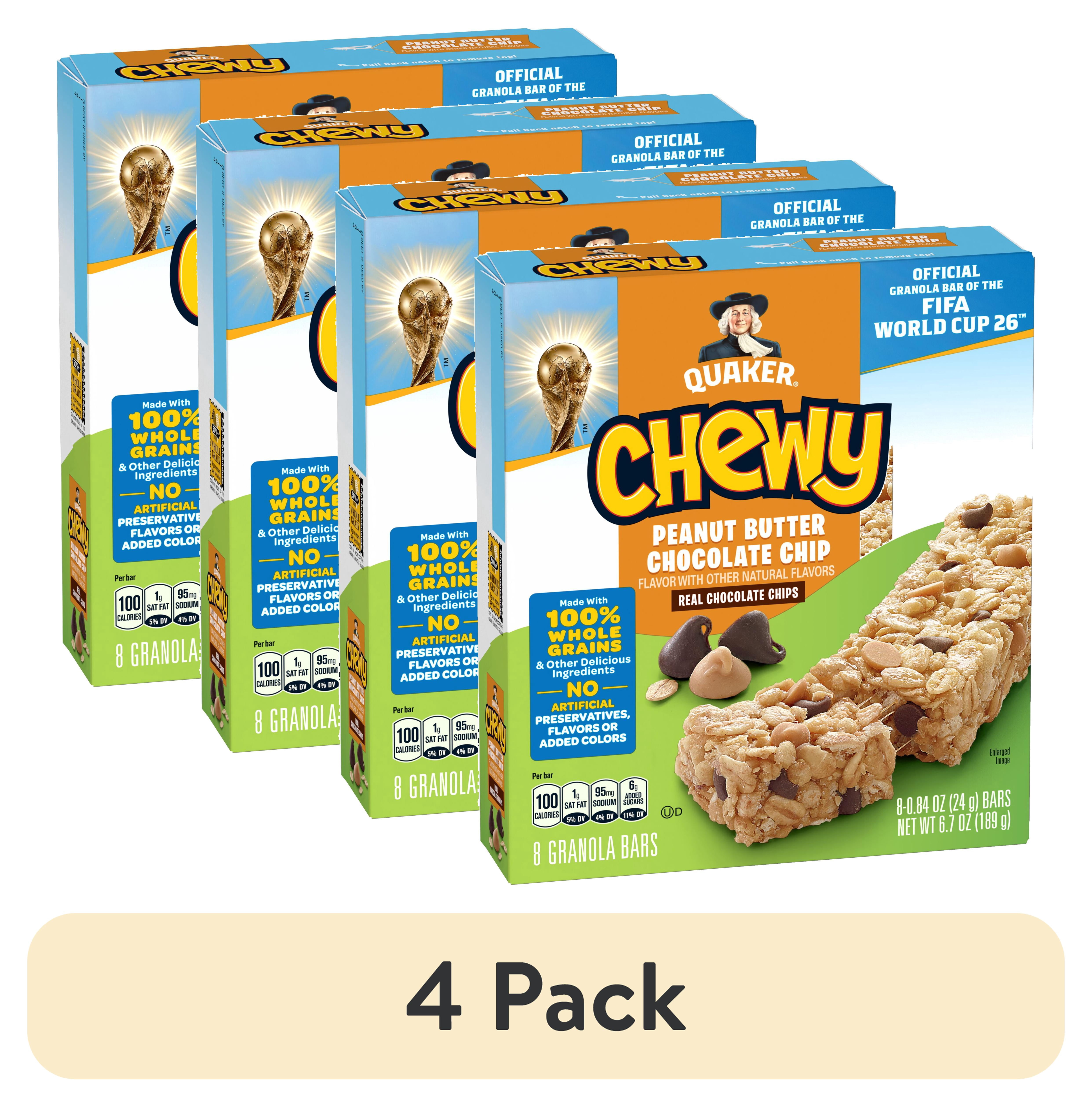 (4 pack) Quaker Chewy Peanut Butter Chocolate Chip Granola Bars, 6.7 oz ...