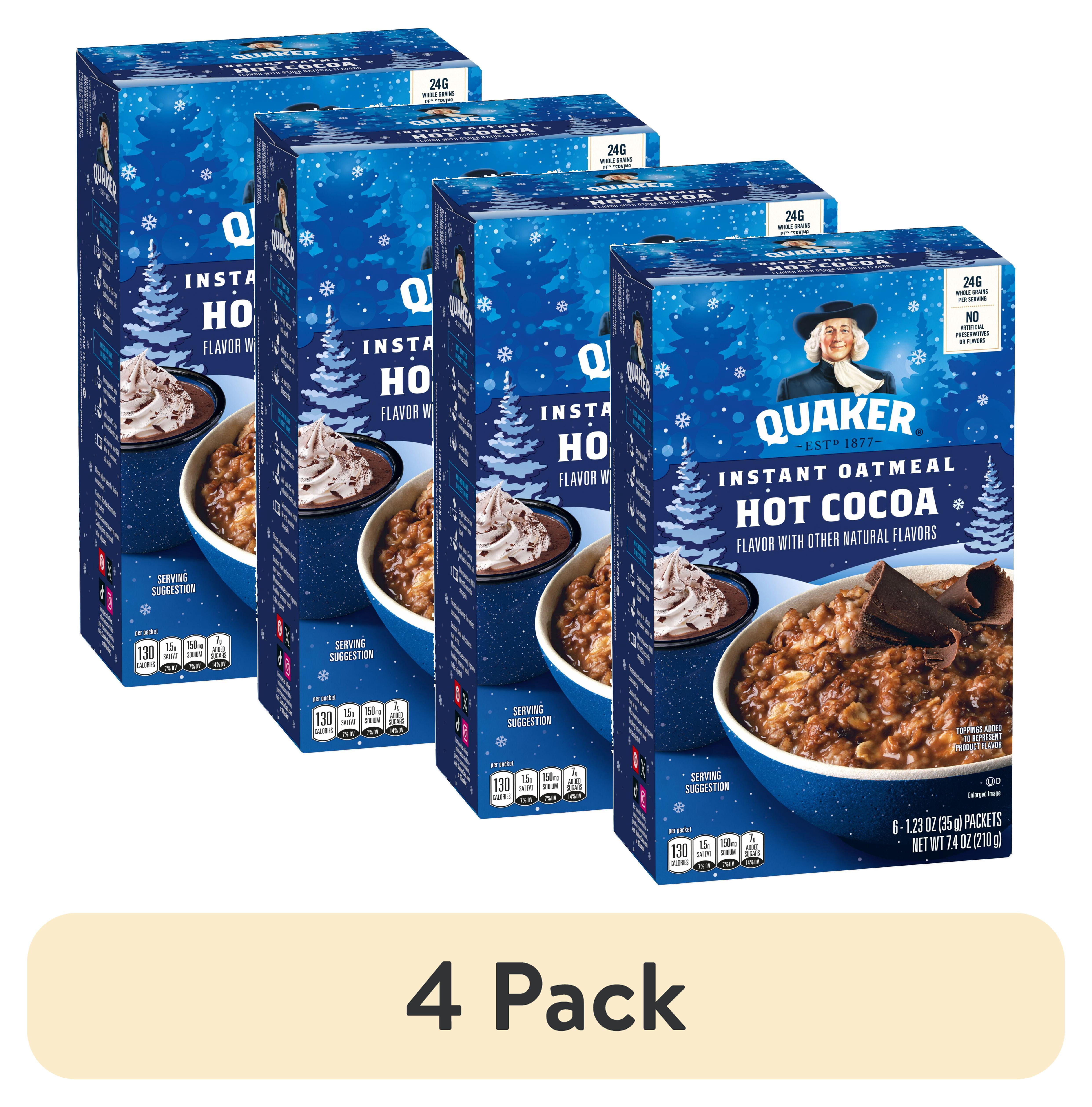(4 pack) Quaker Hot Cocoa Flavored Instant Oatmeal, 7.4 oz (6 Packets)