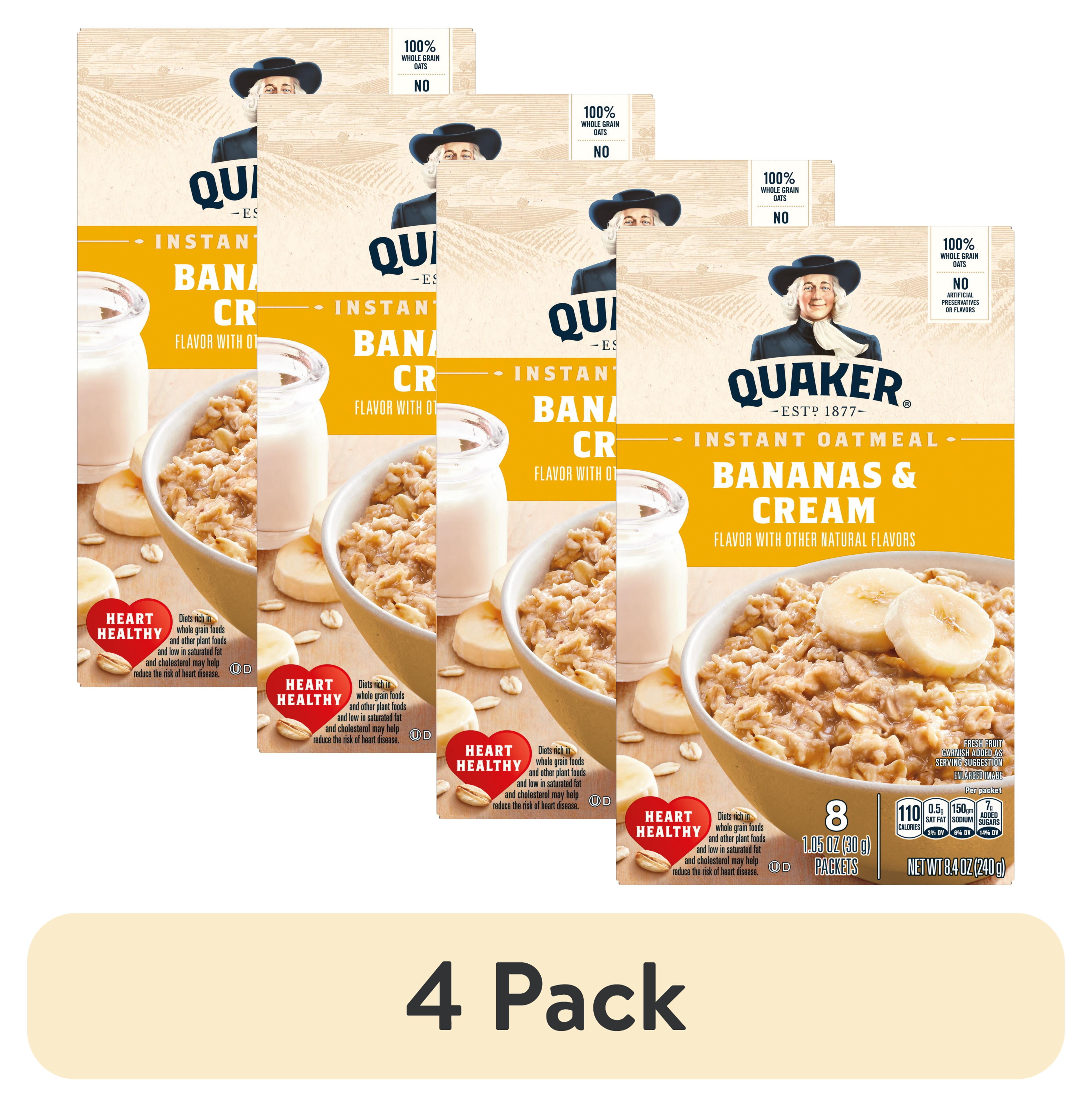 (4 pack) Quaker Instant Oatmeal Bananas & Cream 1.05 Oz 8 Count