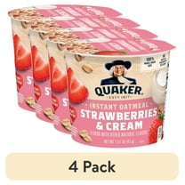 (4 pack) Quaker Instant Oatmeal, Strawberries & Cream, 1.51 oz Cup