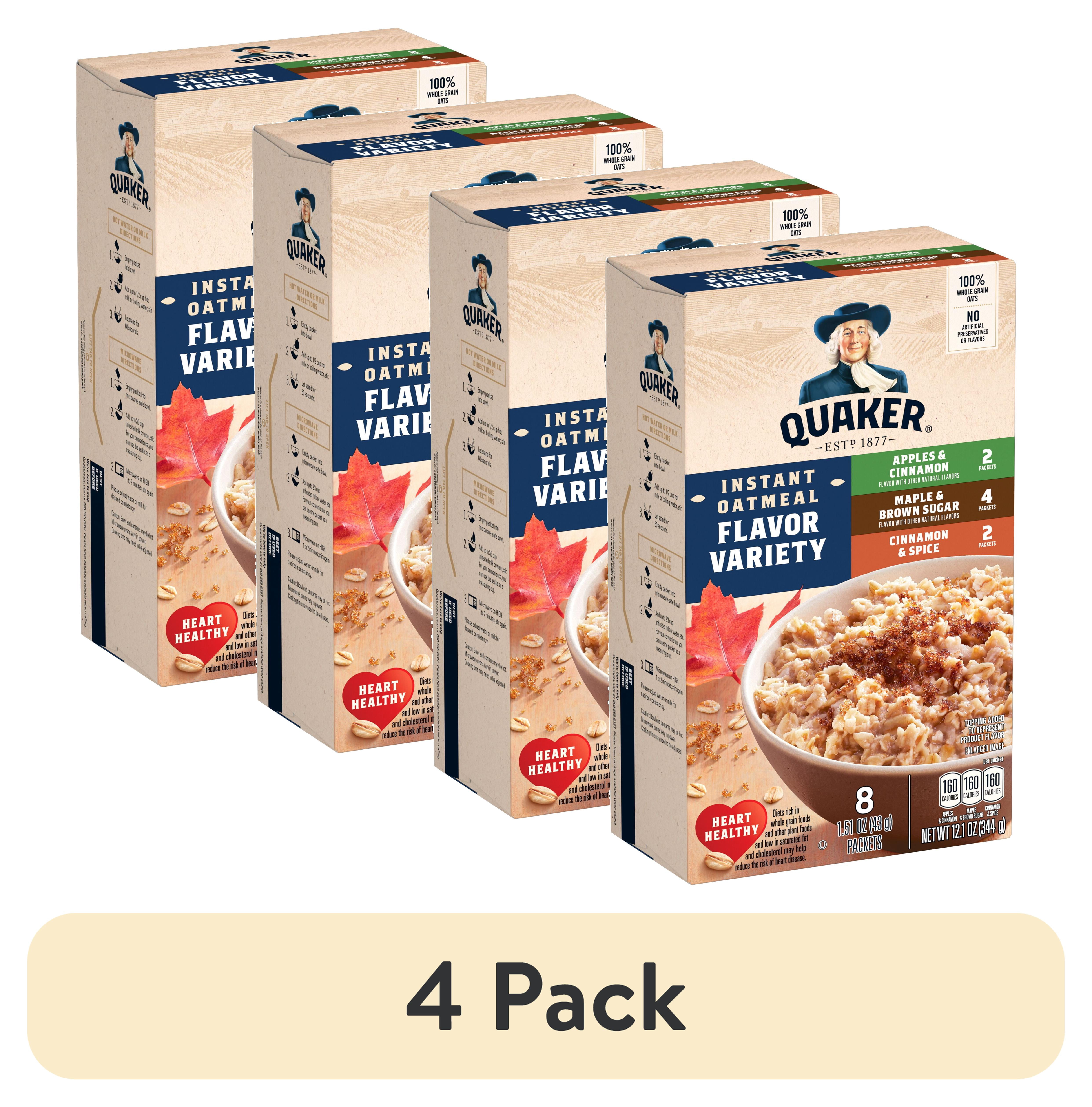 (4 pack) Quaker Instant Oatmeal, Variety, 12.1 oz, 8 Count