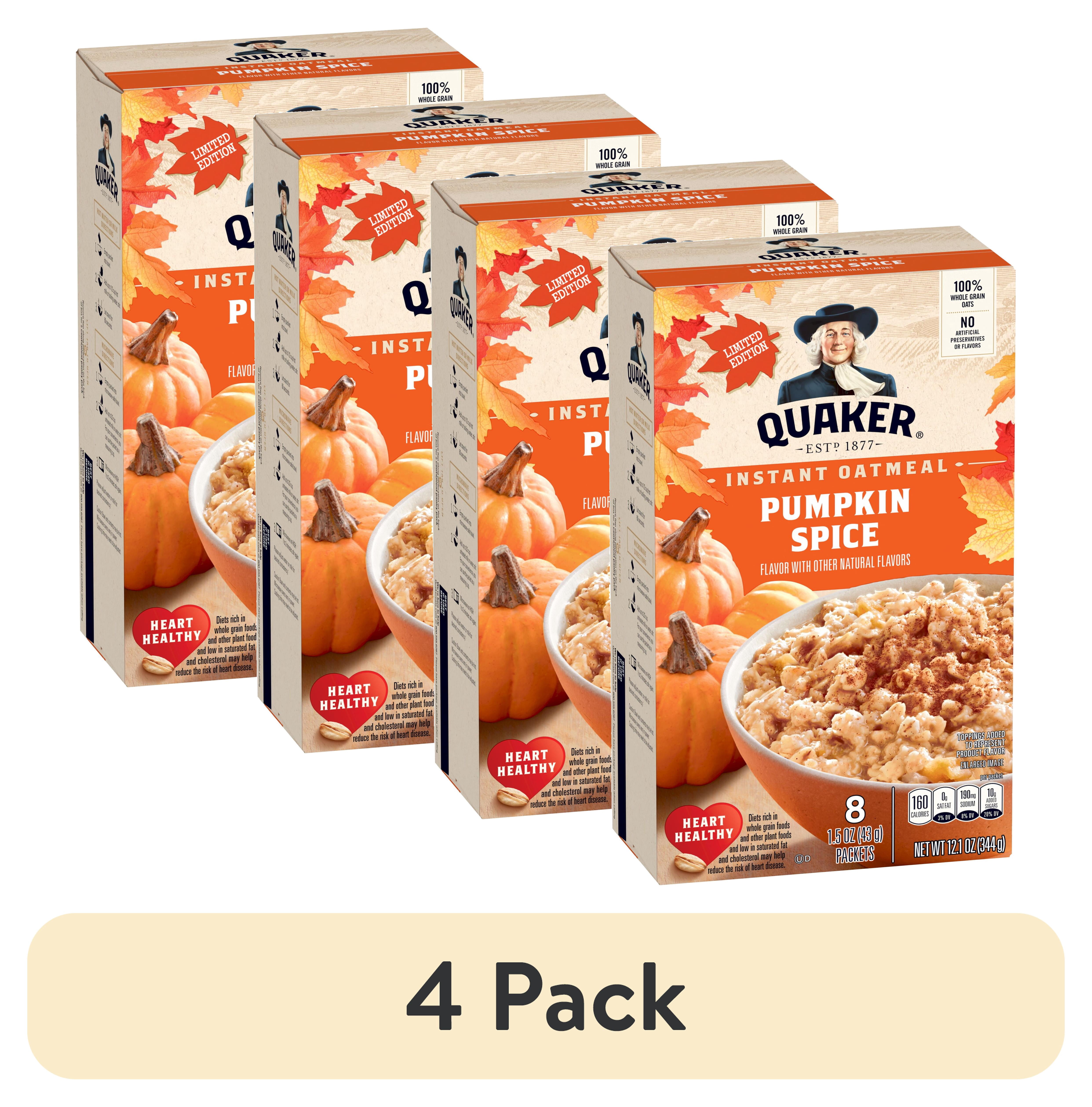 (4 pack) Quaker Pumpkin Spice Instant Oatmeal, 1.51 oz Packets, 8 Count