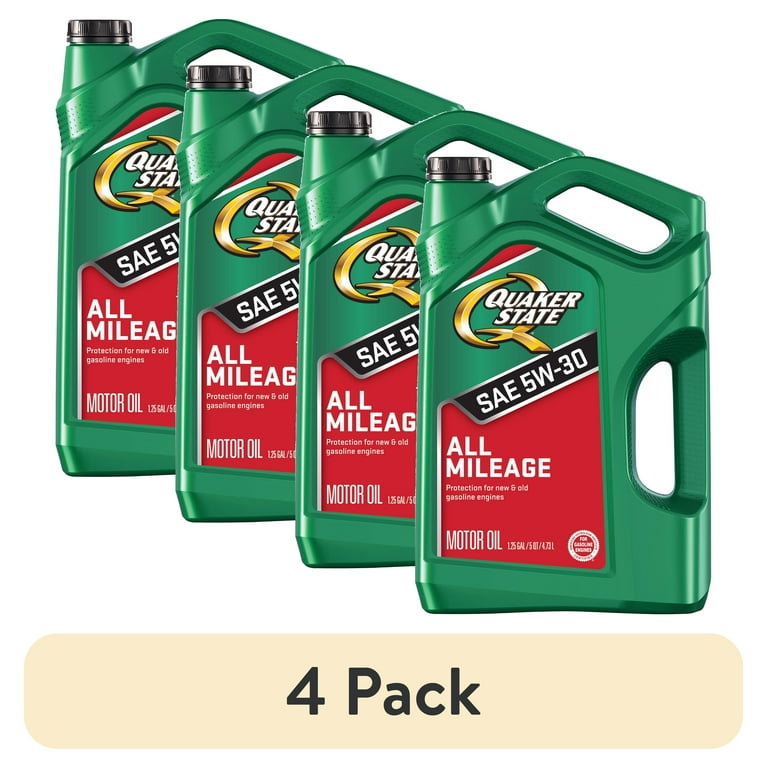 4 pack) Quaker State All Mileage 5W-30 Motor Oil, 5 Quart 4 pack) Quaker State All Mileage 5W-30 Motor Oil, 5 Quart