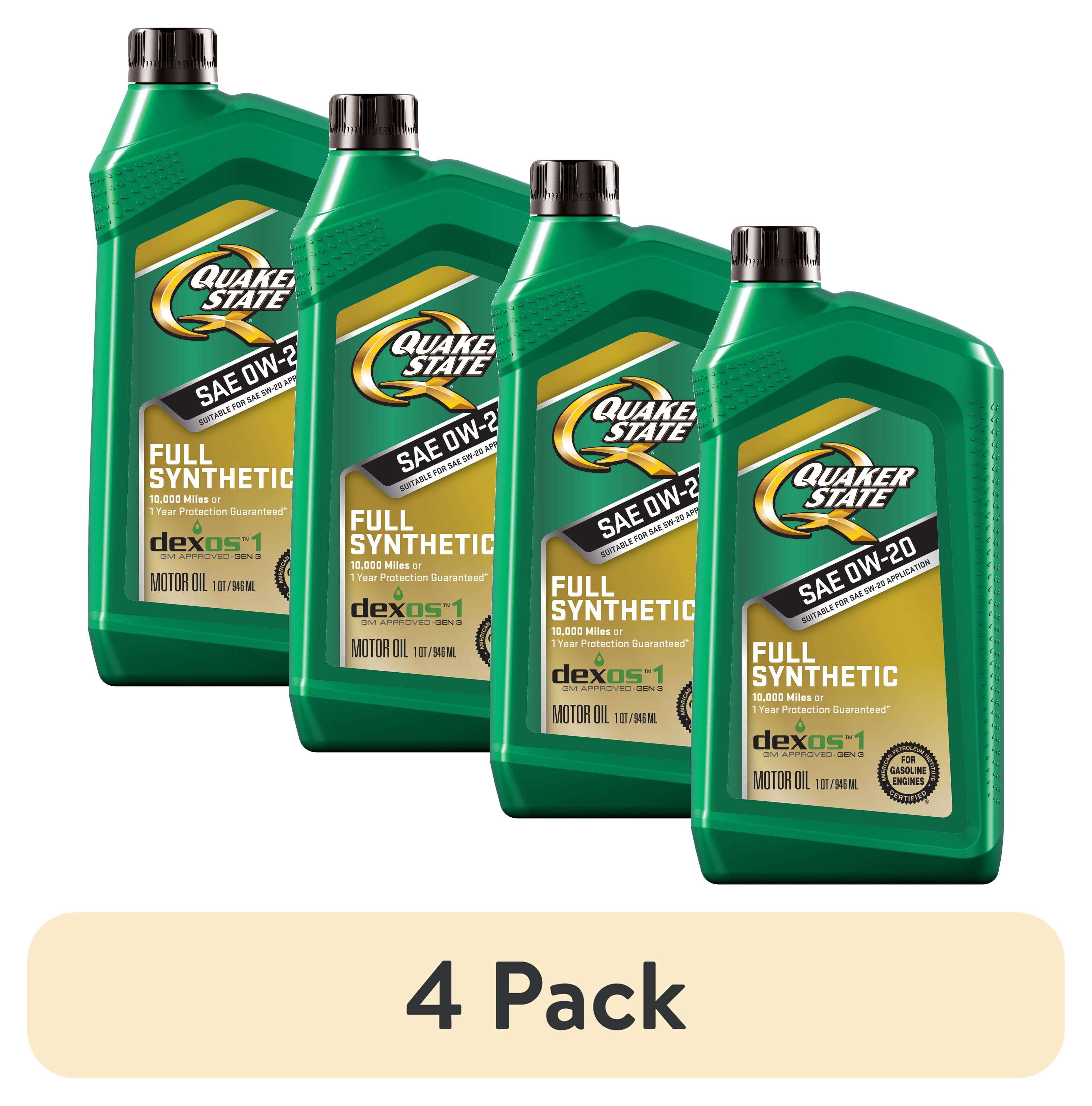 (4 pack) Quaker State Full Synthetic 0W-20 Motor Oil, 1 Quart
