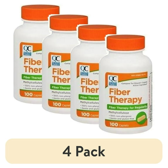 (4 pack) Quality Choice Fiber Therapy for Regularity Methylcellulose, 500 mg 100 Caplets