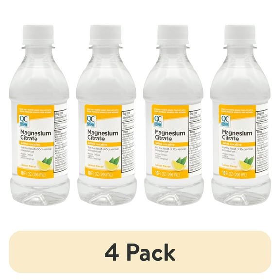 (4 pack) Quality Choice Magnesium Citrate Liquid Laxative - Constipation Relief Oral Solution - Lemon Flavor 10oz Each