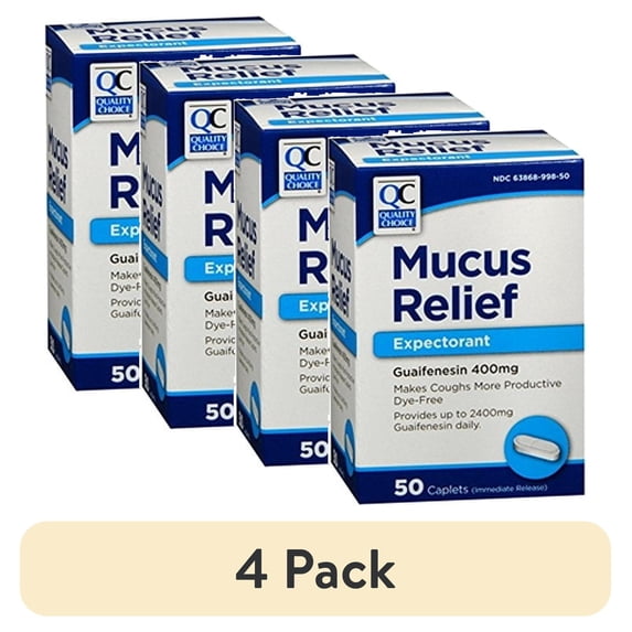 (4 pack) Quality Choice Mucus Relief Expectorant Guaifenesin 400mg 50 Caplets