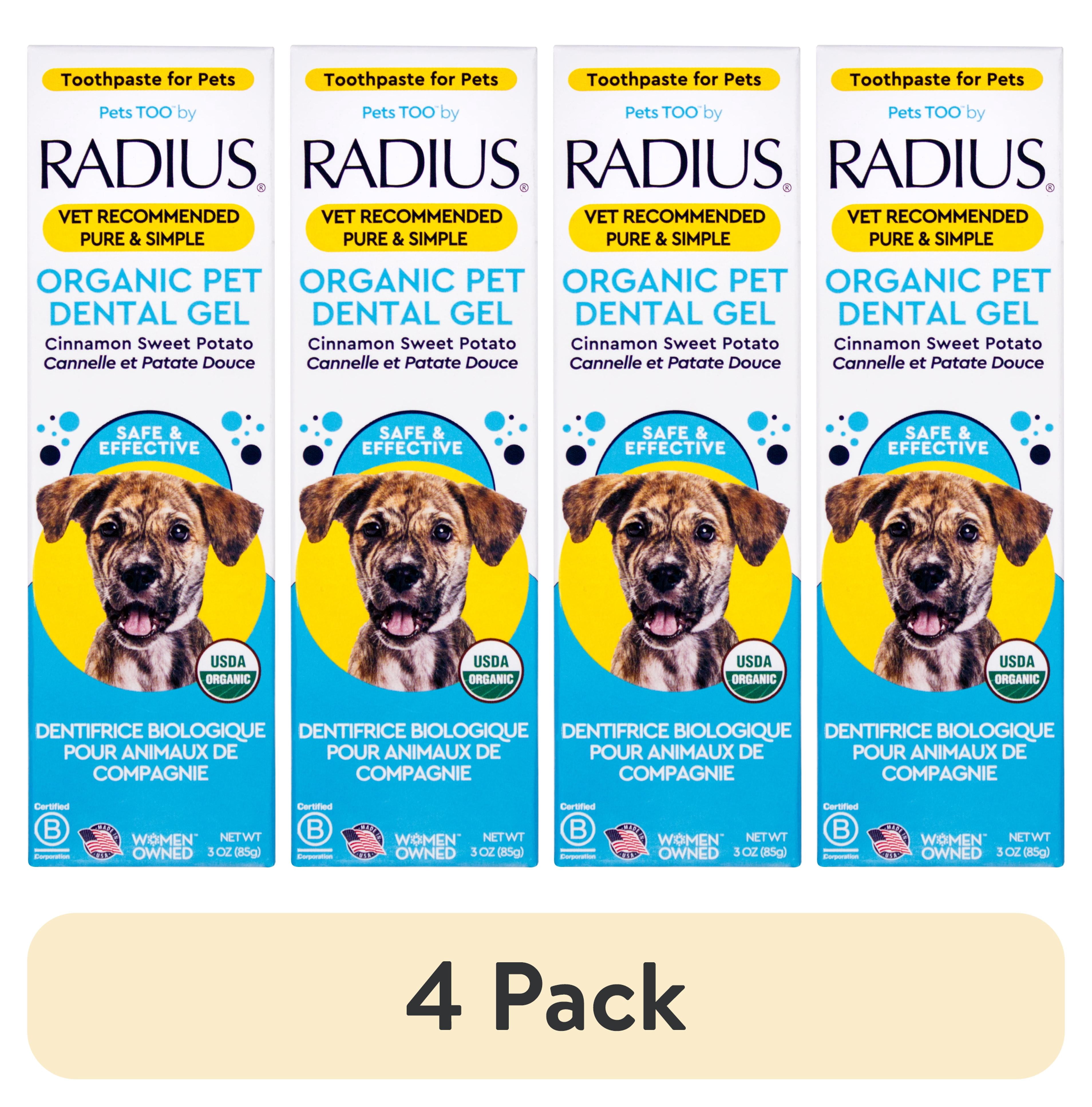 (4 pack) RADIUS USDA Organic Canine Toothpaste, Sweet Potato Cinnamon Flavor, 3 oz Pet Dental Care