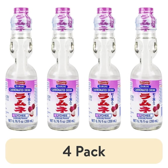 (4 pack) Shirakiku Ramune Soda Lychee 200ml