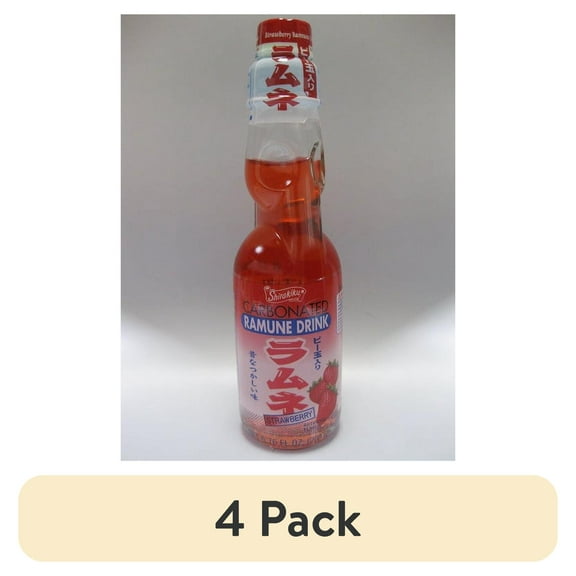 (4 pack) Ramune Soda Strawberry 200ml Shirakiku