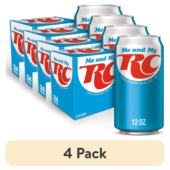 (4 pack) RC Cola Soda Pop, 12 fl oz, 24 Pack Cans