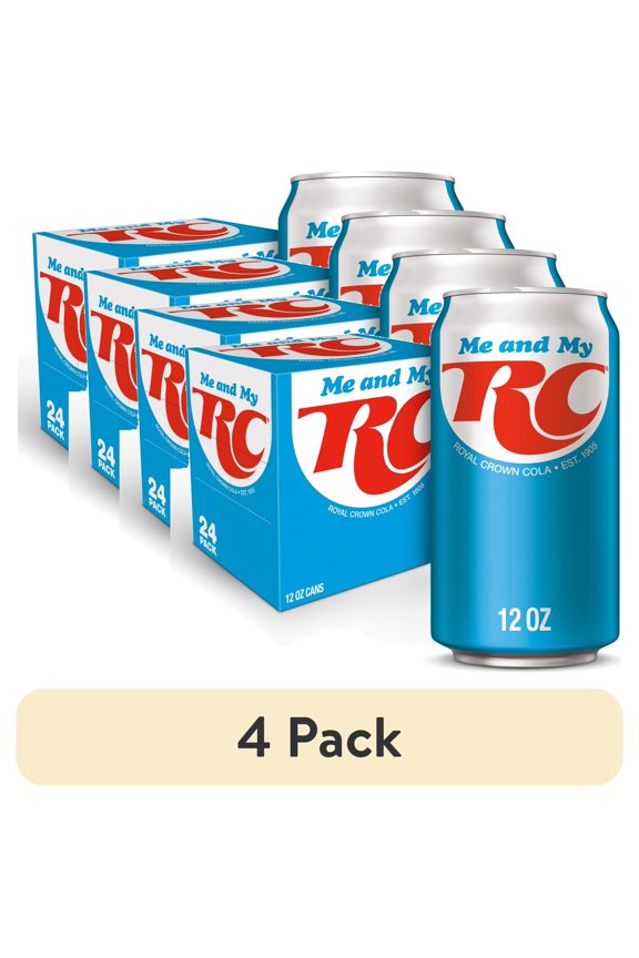 (4 pack) RC Cola Soda Pop, 12 fl oz, 24 Pack Cans