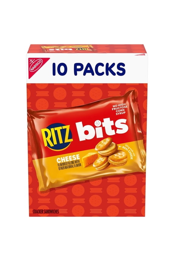 4 pack RITZ Bits Cheese Sandwich Crackers, Lunch Snacks for Kids and Adults, 10 Snack Packs
