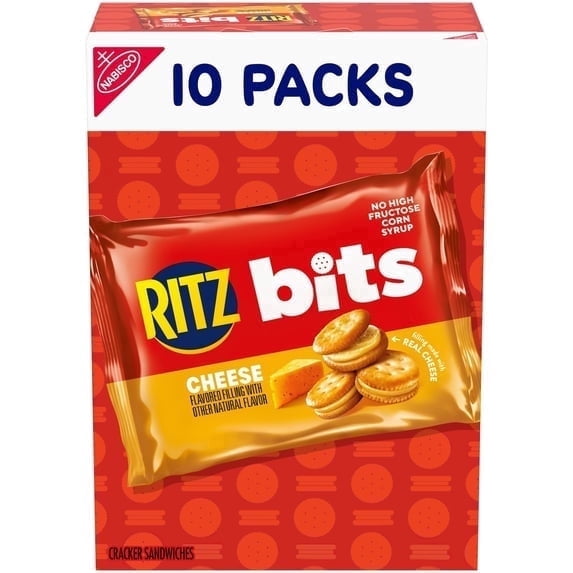 4 pack RITZ Bits Cheese Sandwich Crackers, Lunch Snacks for Kids and Adults, 10 Snack Packs