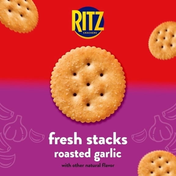 4 pack-RITZ Fresh Stacks Roasted Garlic Crackers, Travel Snacks, 11.8 oz (8 Multi Snack Packs)