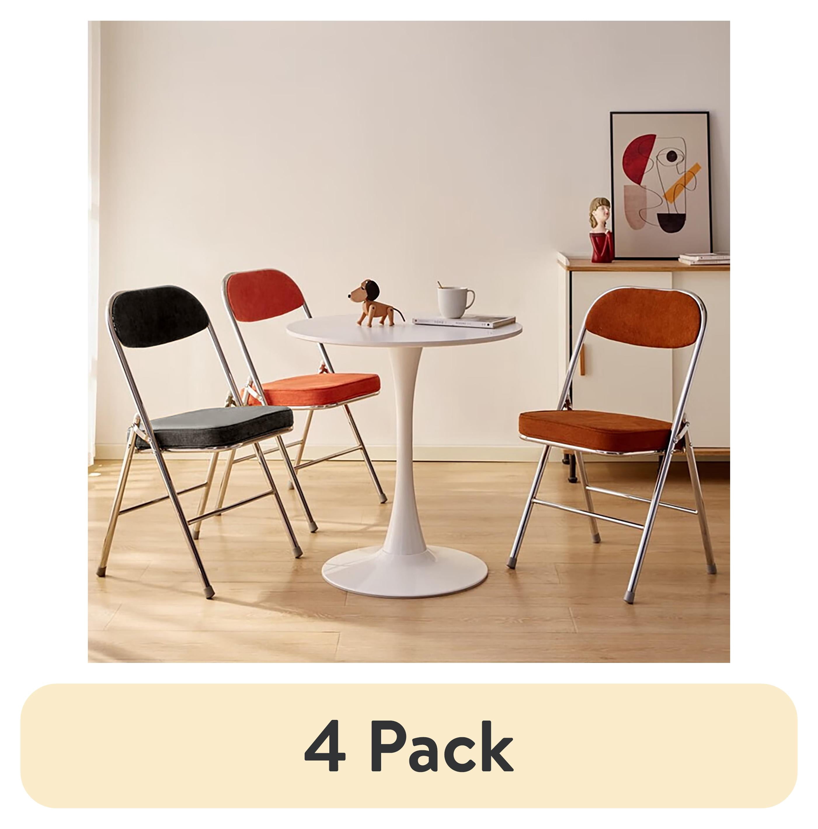 (8 pack) RTC Group Vurban Furniture Padded Folding Chairs with Cushion, Durable & Portable Foldable Fabric Chairs for Indoor & Outdoor, Party, Dining, Work, Banquet - Citrus Orange, Set of 2