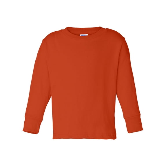 (4 pack) Rabbit Skins 5.5 oz Jersey Long-Sleeve T-Shirt (3311) Orange, 5-6
