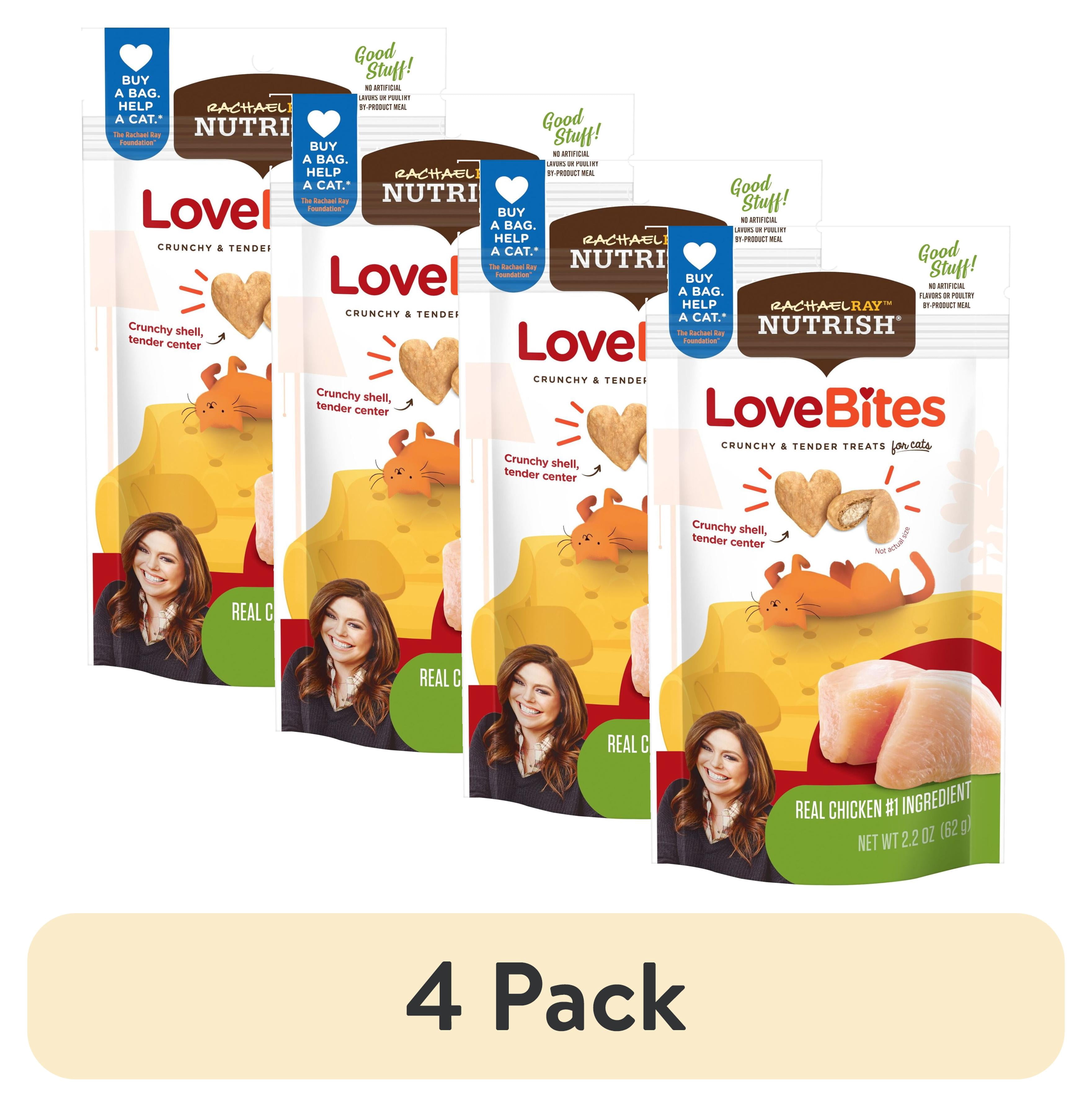 (4 pack) Rachael Ray Nutrish Love Bites Dry Cat Treats, Chicken, 2.2 oz. Bag