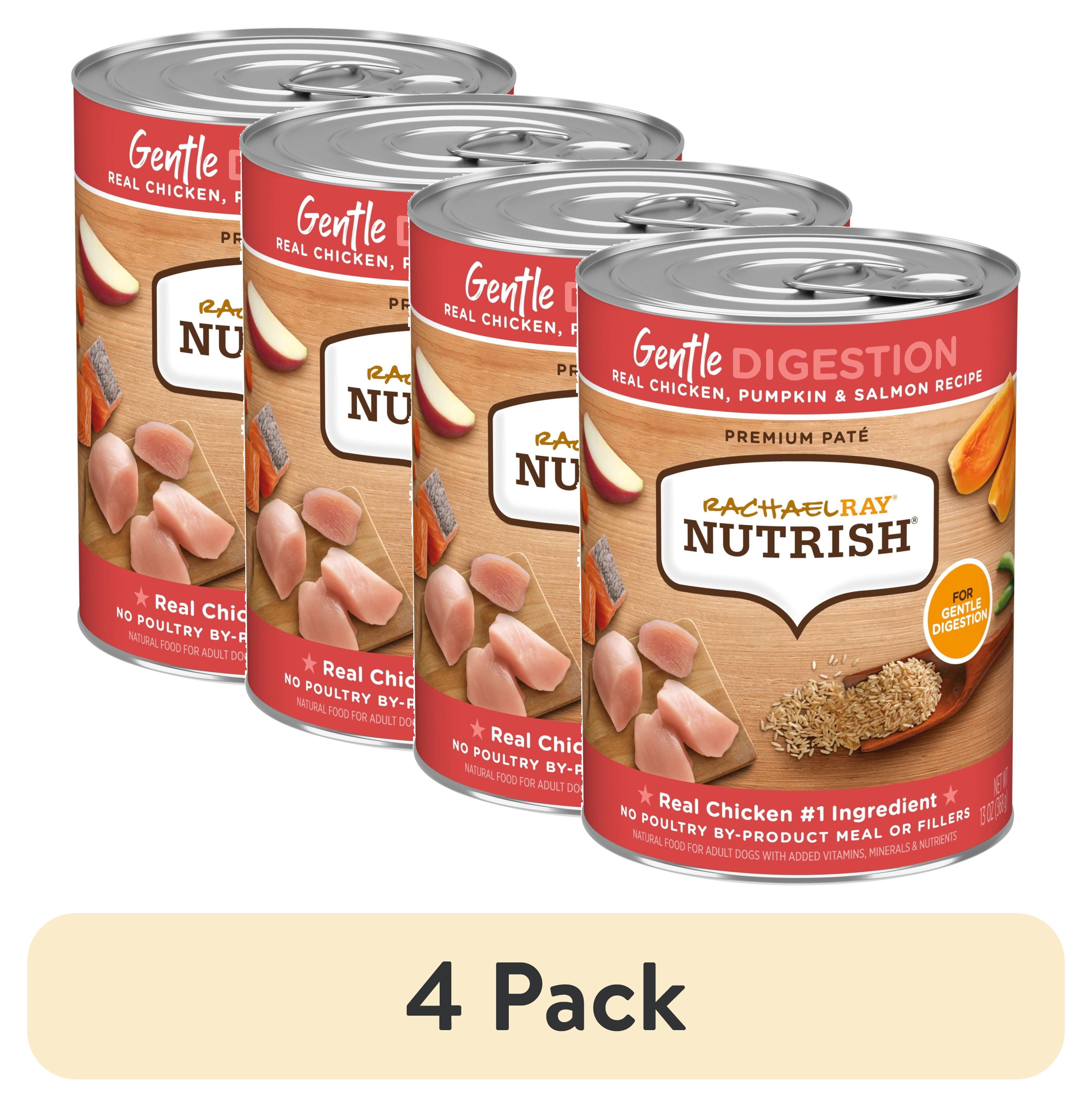 (4 pack) Rachael Ray Nutrish Premium Paté Gentle Digestion Real Chicken, Pumpkin & Salmon Recipe Wet Dog Food, 13 oz. Can