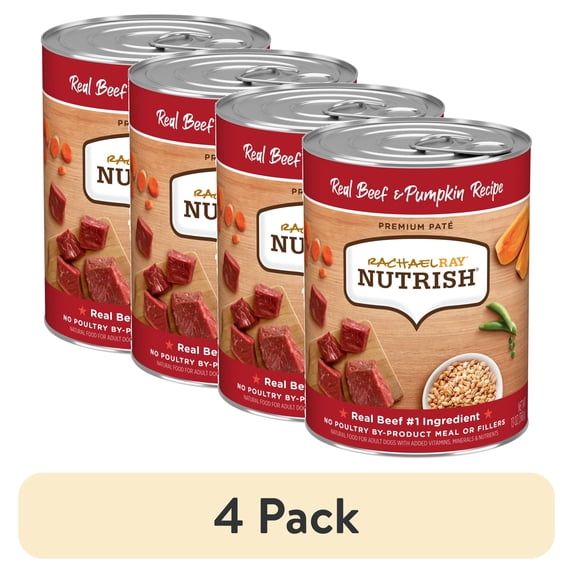 (4 pack) Nutrish Real Beef & Pumpkin Recipe Whole Health Blend Premium Paté Wet Dog Food, 13 oz. Can (Rachael Ray)