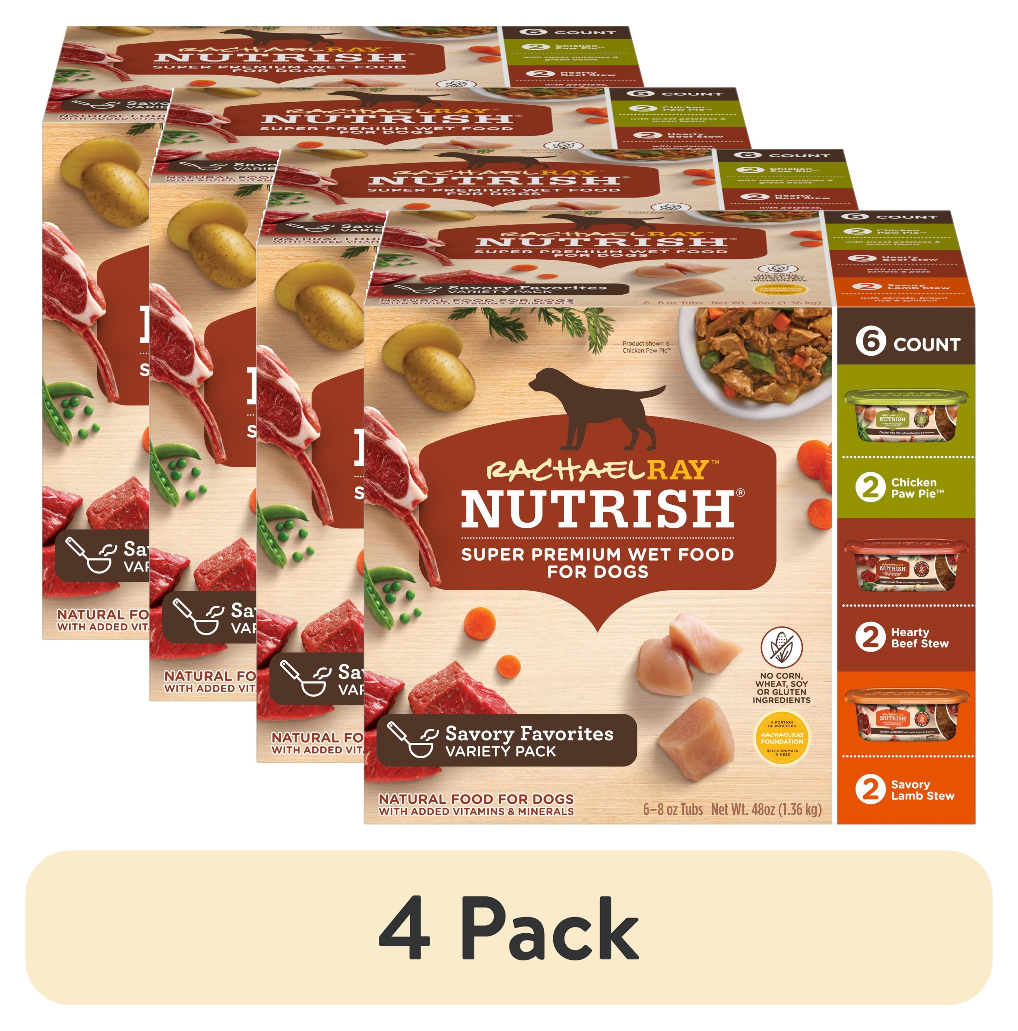 (4 pack) Rachael Ray Nutrish Savory Favorites Variety Pack Wet Dog Food, 8 oz. Tubs, 6 Count