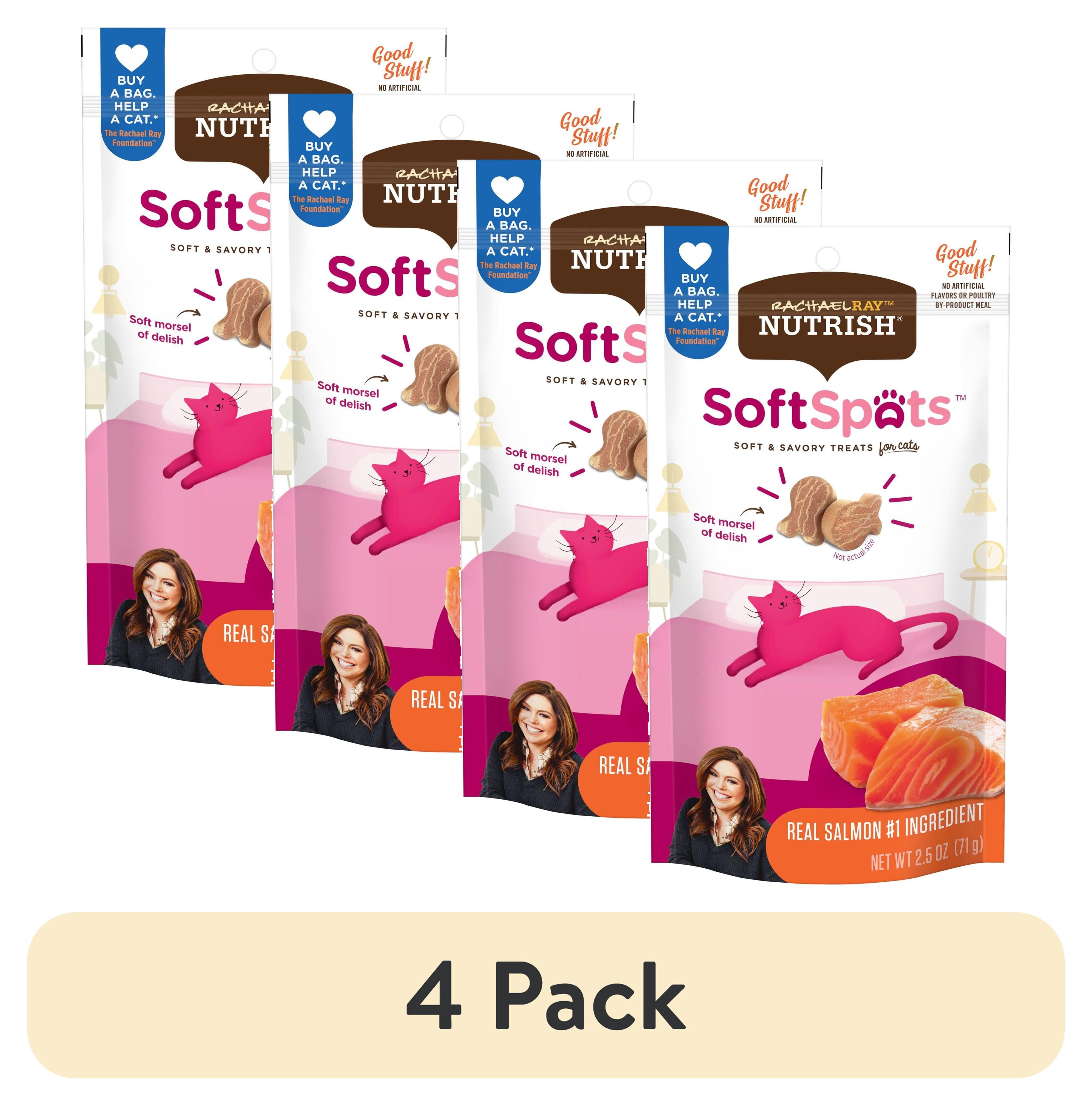 (4 pack) Rachael Ray Nutrish Soft Spots Dry Cat Treats, Salmon, 2.5 oz. Bag