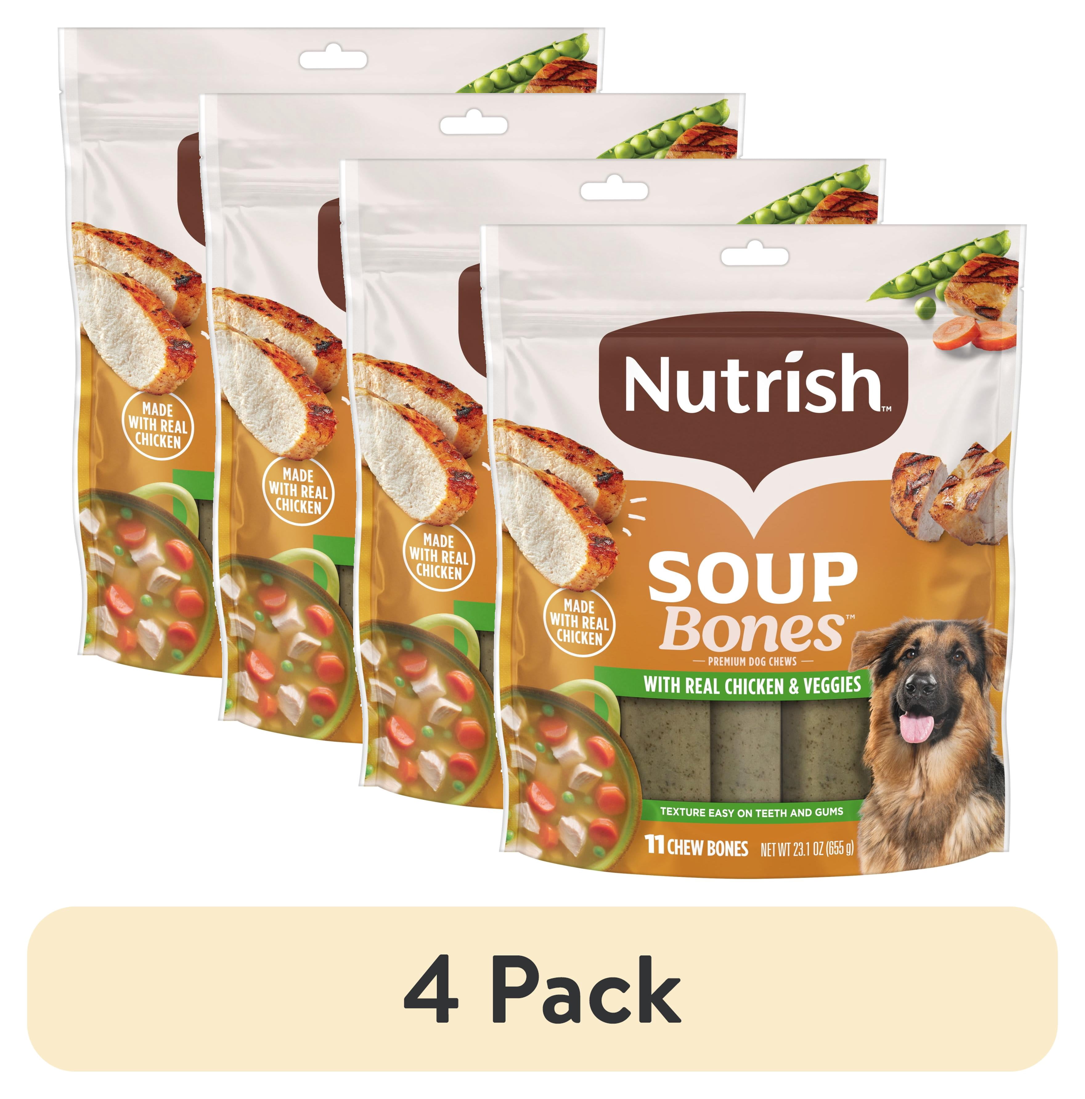 4 pack) Nutrish Soup Bones Premium Dog Chews with Real Chicken and