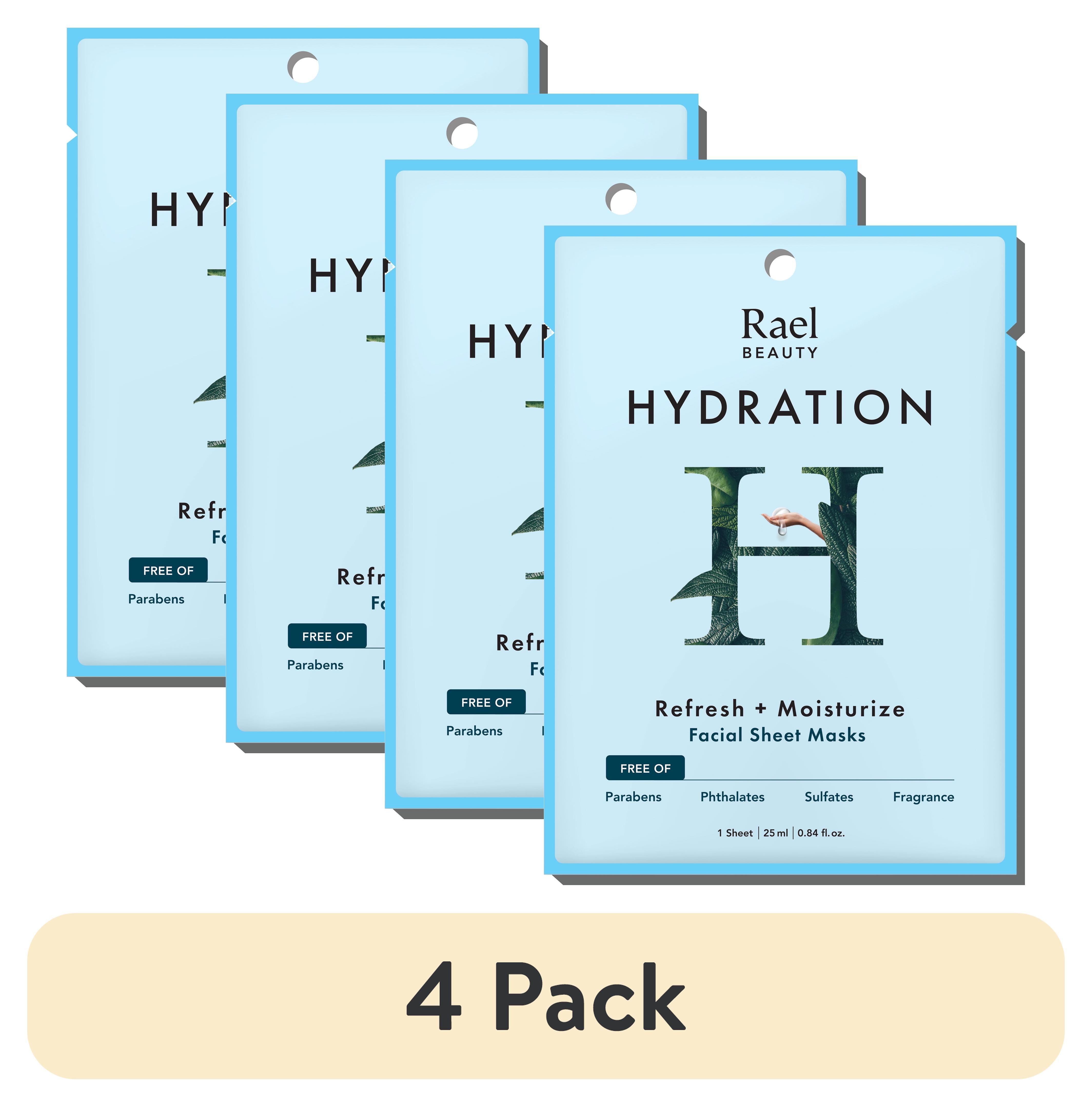 4 pack) Rael Beauty Hydration Facial Sheet Mask for Dry Skin