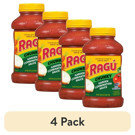 (4 pack) RAGU Chunky Garden Combination Pasta Sauce, 45 oz