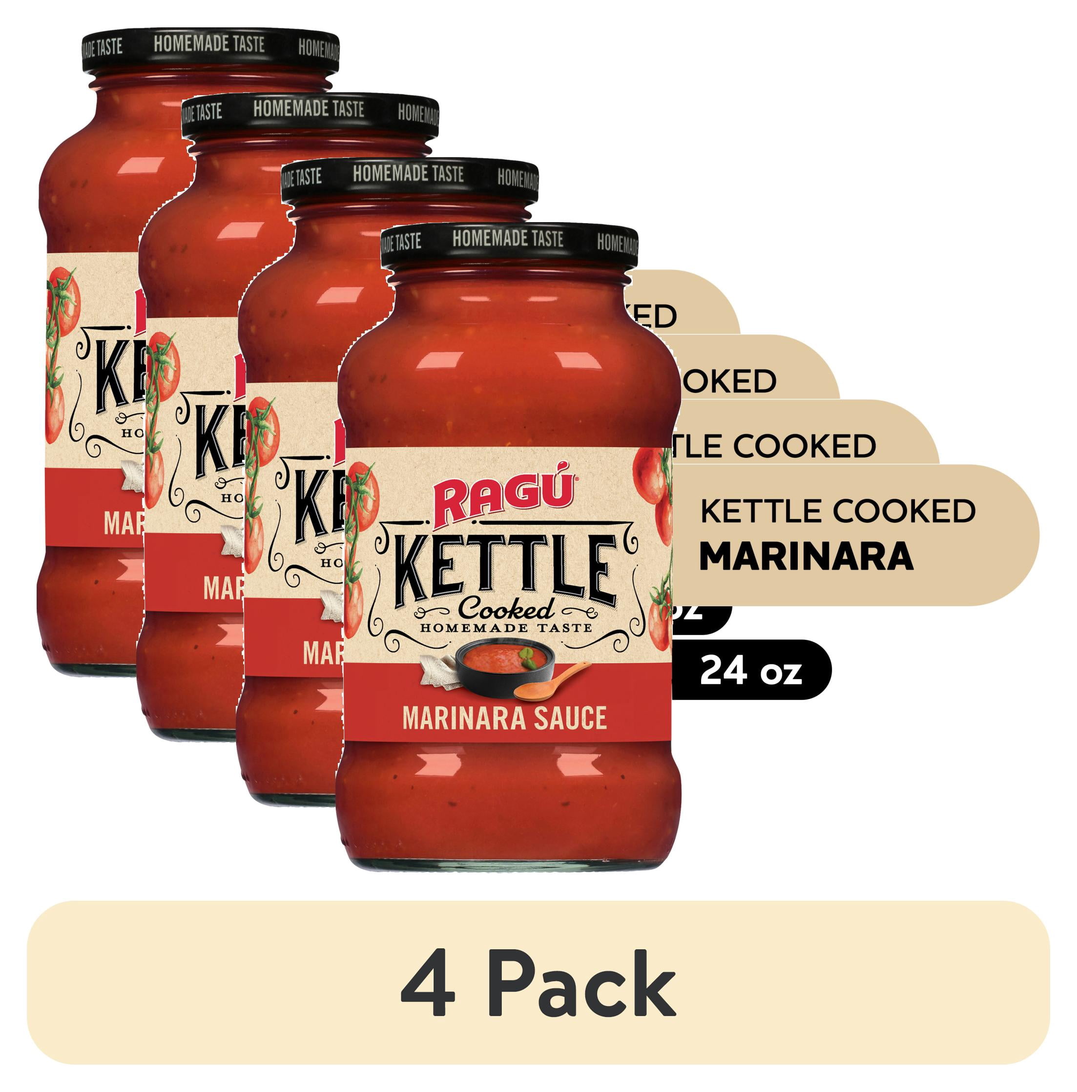 (4 pack) RAGU Kettle Cooked Marinara Pasta Sauce, 24 oz