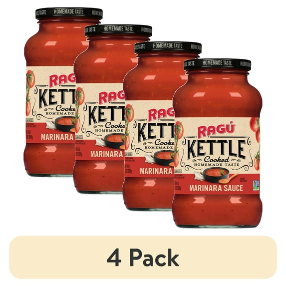 (4 pack) RAGU Kettle Cooked Marinara Sauce, Pasta Sauce, 24 oz