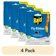 4 pack Raid  Fly Ribbons, Fly Traps, Effective for Kitchen & Food Prep Areas, Paper, 10 Count