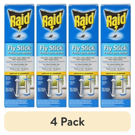 (4 pack) Raid Fly Stick Trap, Traps Flying Insects