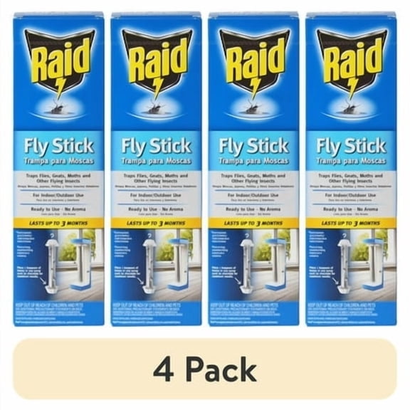 (4 pack) (4 pack) Raid Fly Stick Trap, Traps Flying Insects