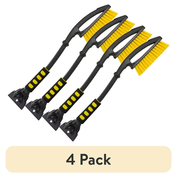 (4 pack) Rain-X 26" Ergo Car Snow Brush with Ice Scraper Tool, Black and Yellow, Size 26", 1 Pack, 1220185025X