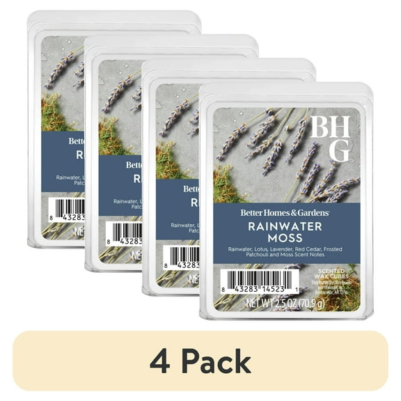 (4 pack) Rainwater & Moss Scented Wax Melts, Better Homes & Gardens, 2.5 oz (1-Pack)