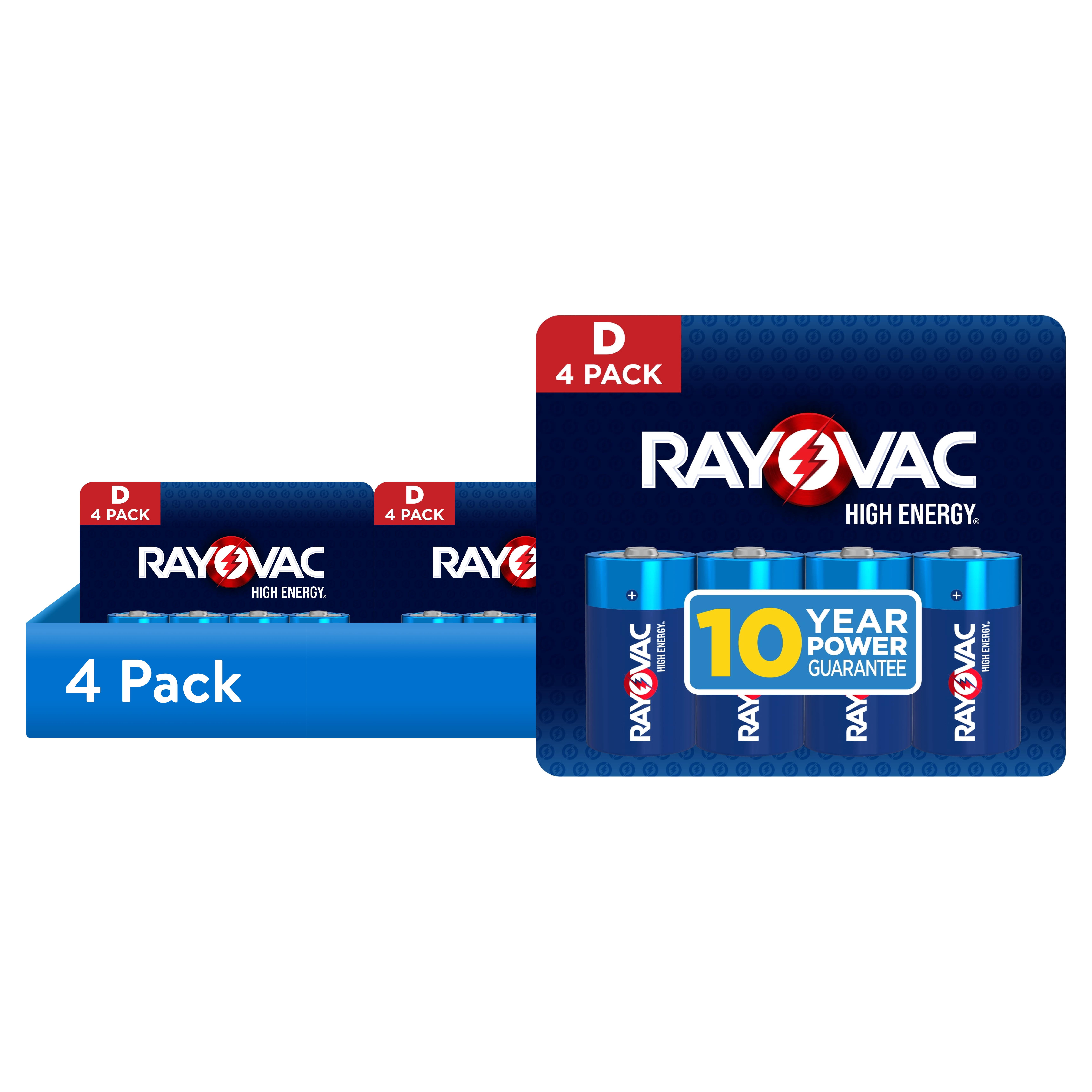 (4 pack) Rayovac High Energy D Batteries (4 Pack), Alkaline D Cell Batteries