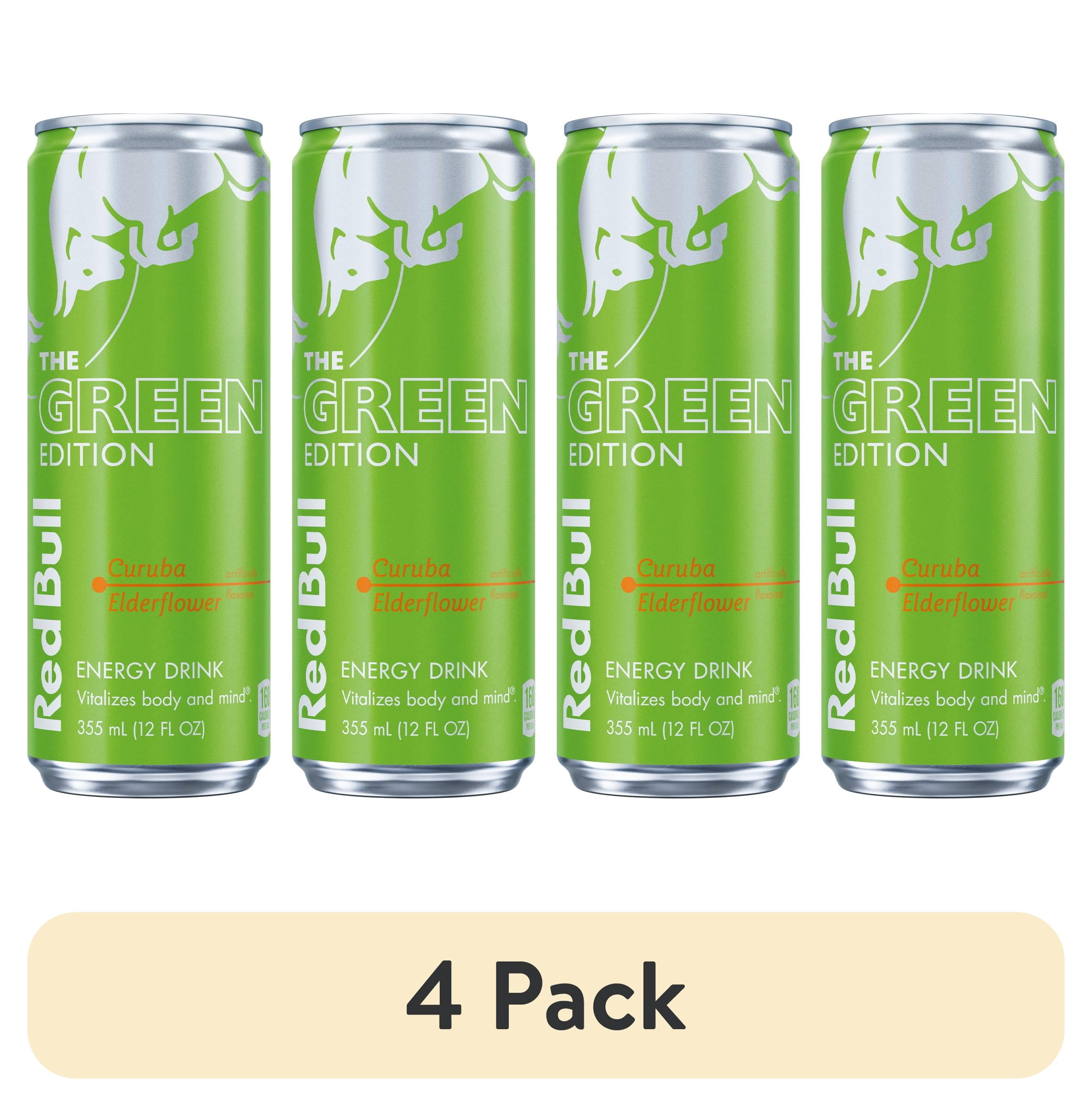 (4 pack) Red Bull Green Edition Energy Drink, Curuba Elderflower, 12 fl. oz. Can,  114mg Caffeine