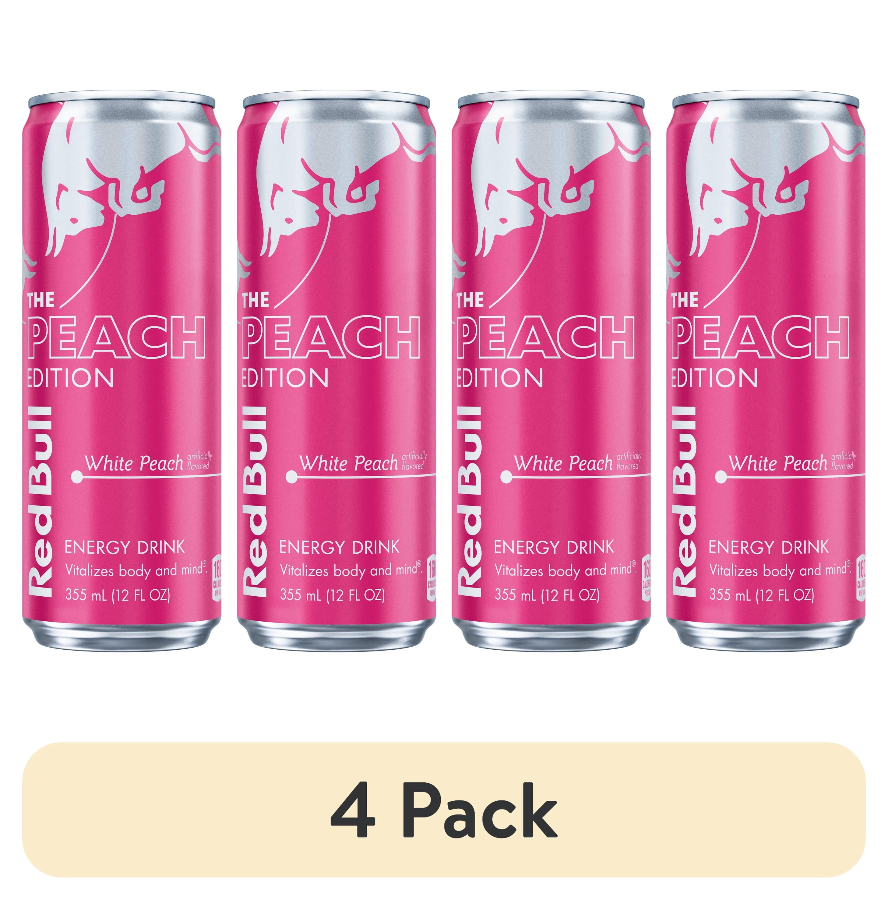 (4 pack) Red Bull Peach Edition Energy Drink, White Peach, 12 fl. oz. can, 114mg Caffeine
