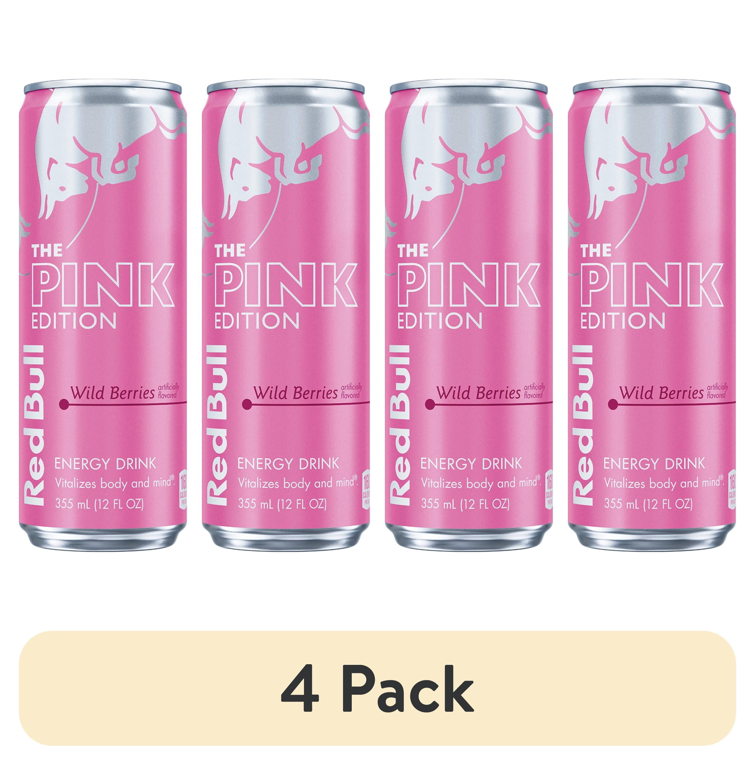 (4 pack) Red Bull Pink Edition Energy Drink, Wild Berries, 12 fl. oz. Can,  114mg Caffeine, Taurine