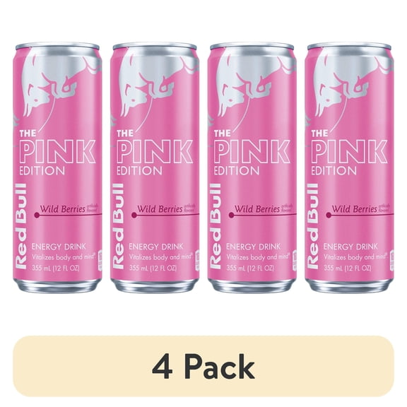 (4 pack) Red Bull Pink Edition Energy Drink, Wild Berries, 12 fl. oz. Can, 114mg Caffeine, Taurine