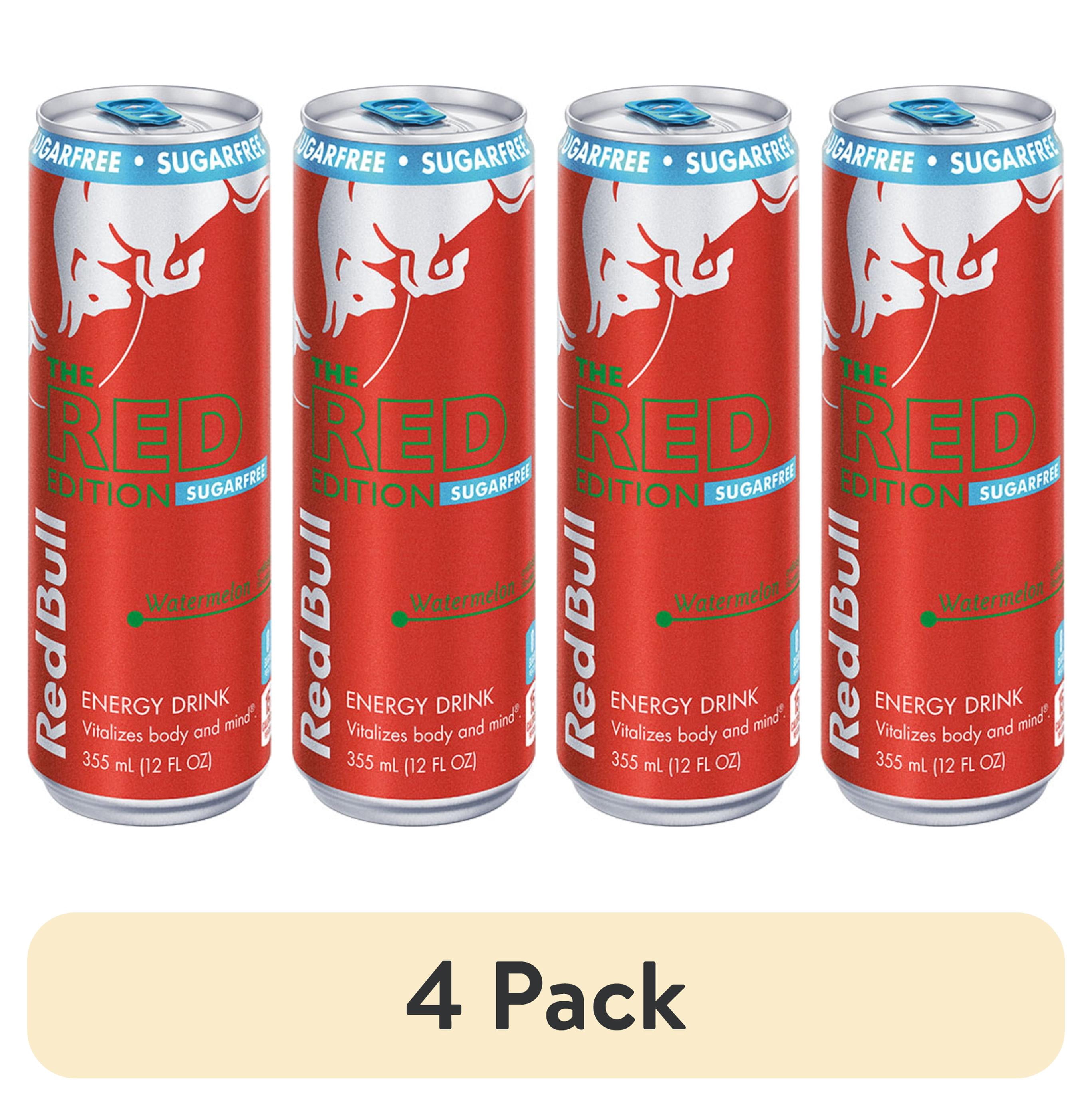(4 pack) Red Bull Red Edition Sugarfree Energy Drink, Watermelon, 114mg Caffeine, 12 fl. oz. Can