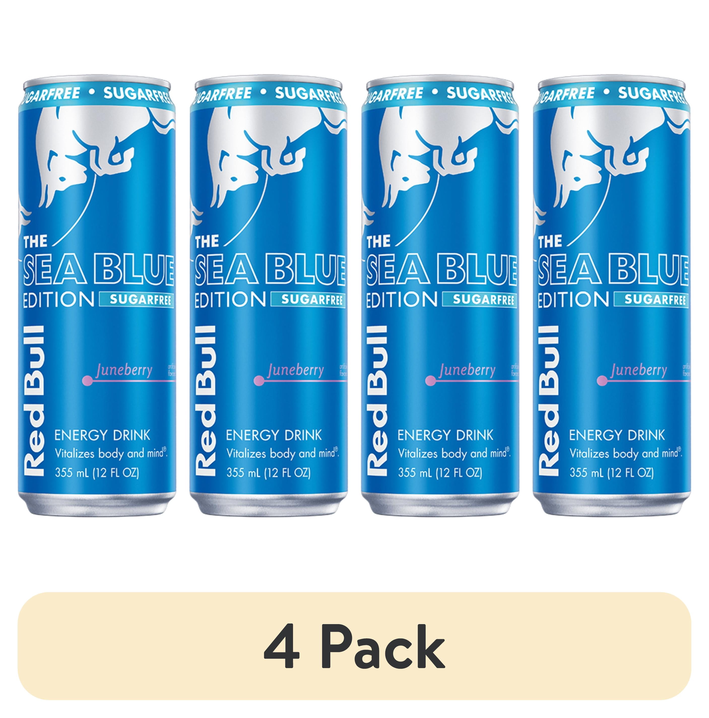 (4 pack) Red Bull Sea Blue Edition Sugarfree Energy Drink, Juneberry, 12 fl. oz. Can,  114mg Caffeine