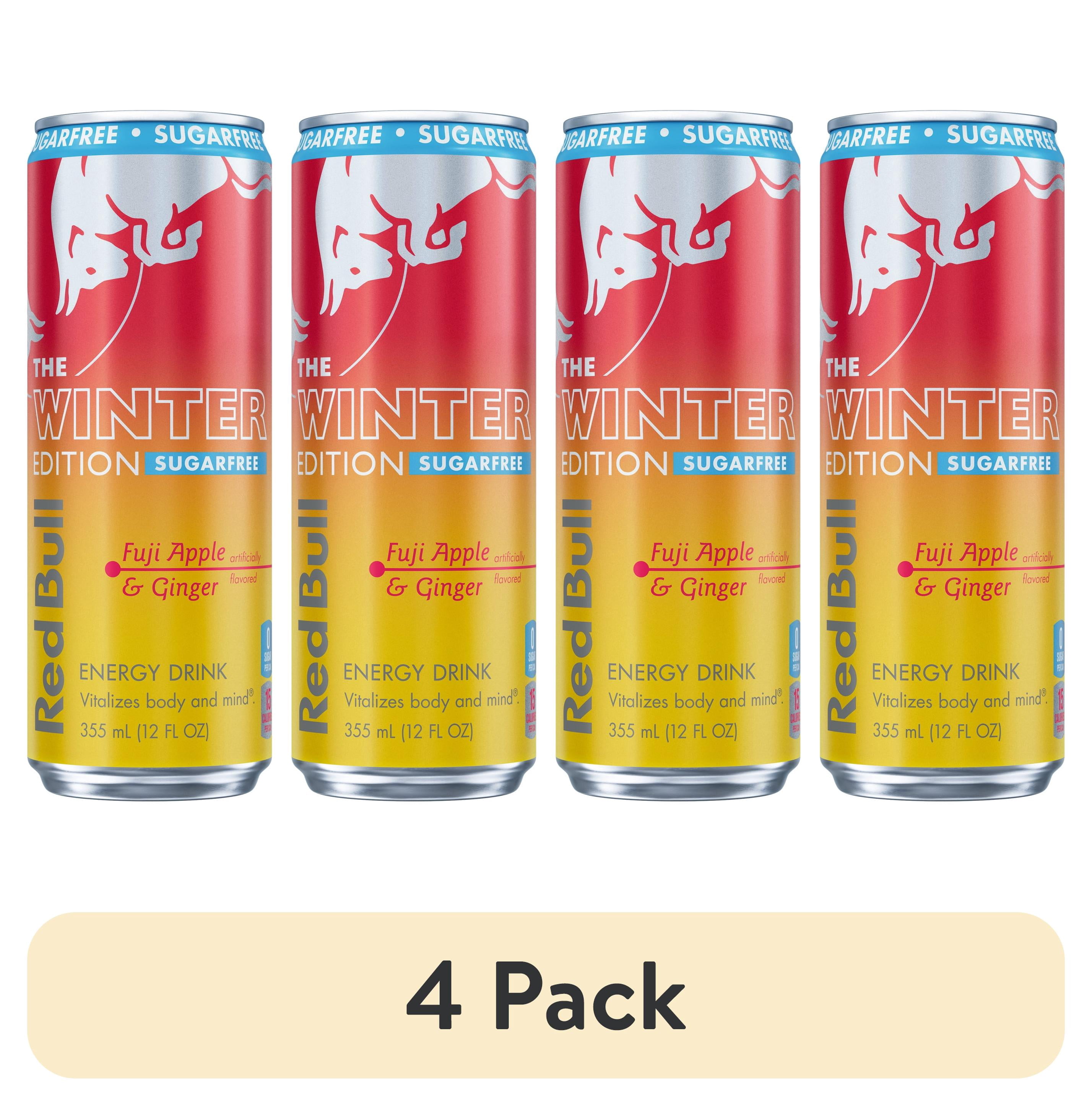 (4 pack) Red Bull Winter Edition Sugarfree Energy Drink,  Fuji Apple & Ginger,  12 fl. oz. Can,  114mg Caffeine