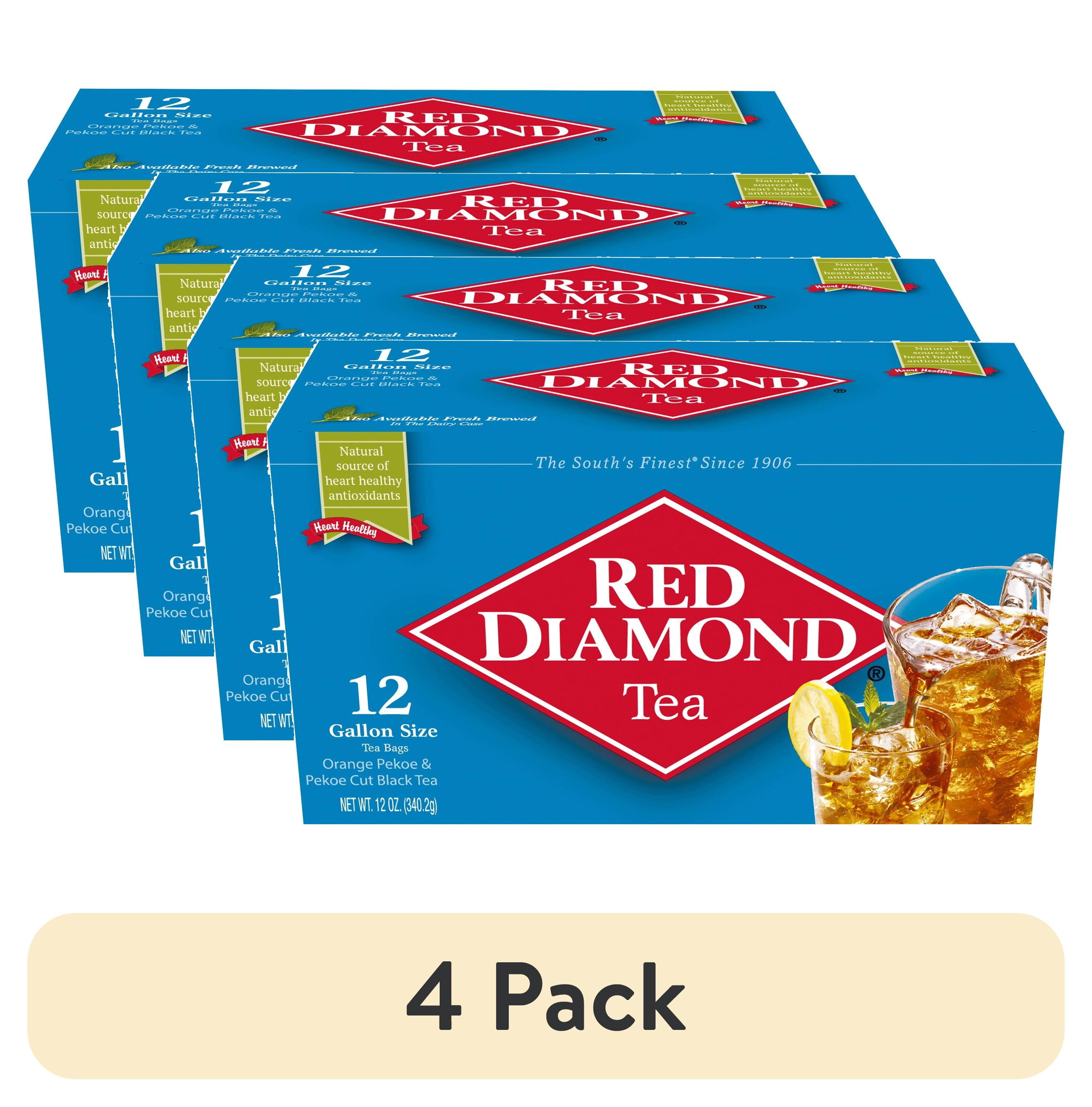 (4 pack) Red Diamond Pekoe and Orange Pekoe Tea Bags, Iced Tea, Gallon Size Tea Bags, 12 ct